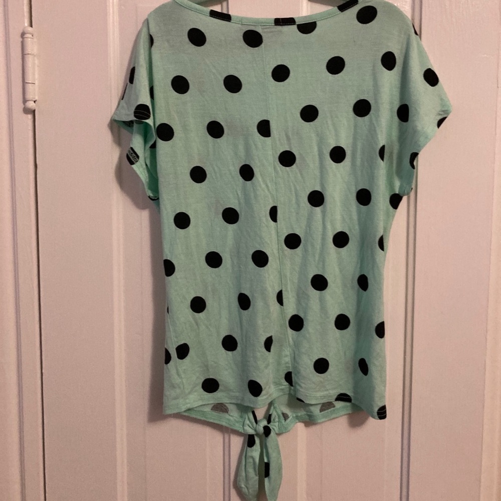 Retro mod polka dot tie mint blue green top 50s pinup Modcloth New Girl - Picture 4 of 6